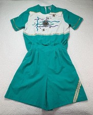 Vintage Teddi 2 Piece Teal Tracksuit Windbreaker Womens Shorts Medium Top Large