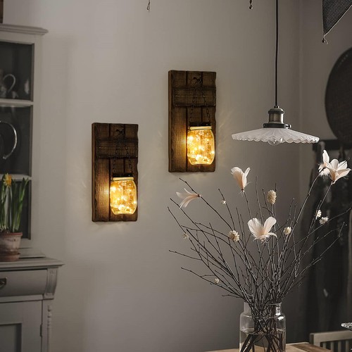 Wandkerzenleuchter 2er Set, Kerzenhalter rustikal Wohndeko, Bauernhaus Moun... - Bild 2 von 7