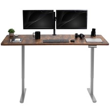 VIVO Electric Dual Motor 71” x 30” Standing Desk, Vintage Brown Top, Gray Frame