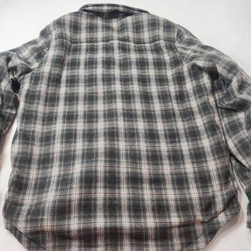 Richie Le Jacket Mens Large Gray Black Plaid Flannel Sherpa Lined Zip Shacket - Picture 12 of 12