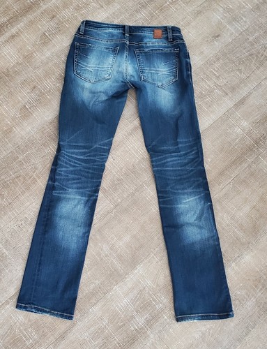 BKE Denim Stella Straight Womens Jeans 26x30 Cotton Distressed Dark Blue Stretch - Picture 1 of 10