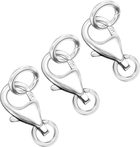 925 Sterling Silver Lobster Claw Clasp with Closed Jump Rings,Necklace Clasps an - Bild 11 von 12