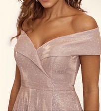 XSCAPE EVENINGS "WILLOW" OFF THE SHOULDER GLITTER KNIT GOWN Sz 12P $329