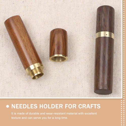 Set of 3 Sewing Neddle Case Wooden Sweing Needles Holder Container - Picture 6 of 12