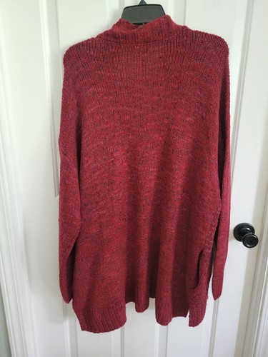 Sonoma maglione cardigan donna aperto davanti rosso marmorizzato taglia XL NUOVO - Foto 2 di 7