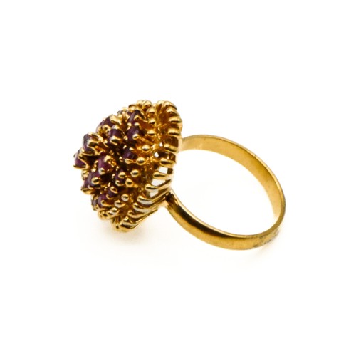 Vintage 14K Yellow Gold Plated Natural Ruby Statement Ring Size 8 - Picture 6 of 10