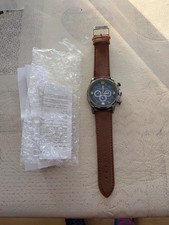 Grosse montre homme ronde Watch Daniel Hetcher bracelet marron 19 cm