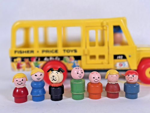 1965 Fisher-Price Little People • Yellow School Bus #192 • Plastic and Wood - Picture 2 of 16