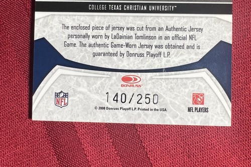 2008 Donruss Playoff LaDainian Tomlinson Game Worn Jersey Card /250 #81 Patch - Bild 6 von 7