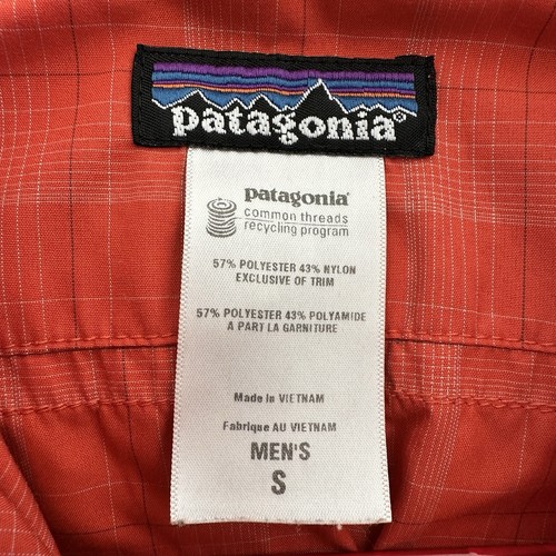 Patagonia El Ray Camicia Uomo Piccola Arancione Check Performance Manica Corta Snap Up - Foto 3 di 10