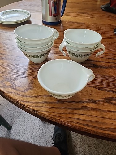 Set of 8 Corelle CRAZY DAISY Spring Blossom Hook Handle Coffee/Tea Cups Green - Picture 2 of 6