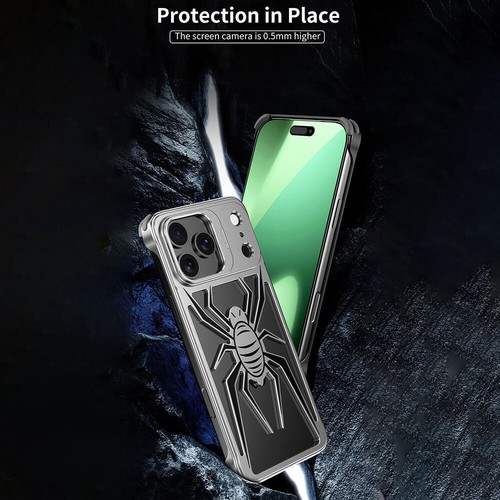 Metall Aluminium Hohl Spinne Randlos Linse Ständer Hülle für iPhone 17 16 15 14 13 - Bild 15 von 19