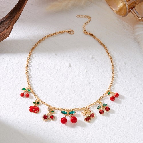 Adjustable Bohemia Style Bow Pearl Necklace with For CHERRY Pendant for Women - Picture 5 of 40