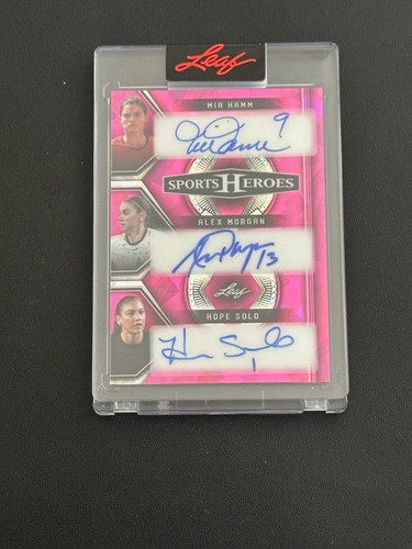 MIA HAMM * ALEX MORGAN * HOPE SOLO 2025 LEAF SPORTS HEROES TRIPLE AUTO 5/5 USA