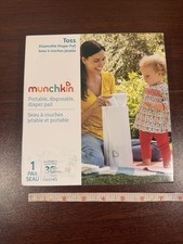 Munchkin Toss Portable Disposable Diaper Pail Holds 30 Diapers, White NEW MINT