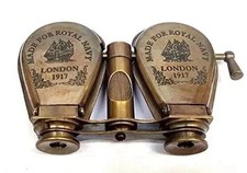 Victorian Vintage 1917 Brass Binoculars Antique Opera Glasses with Leather