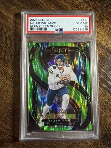 2024 Select Caleb Williams Premier RC Neon Green Prizm Shock /499 PSA 10