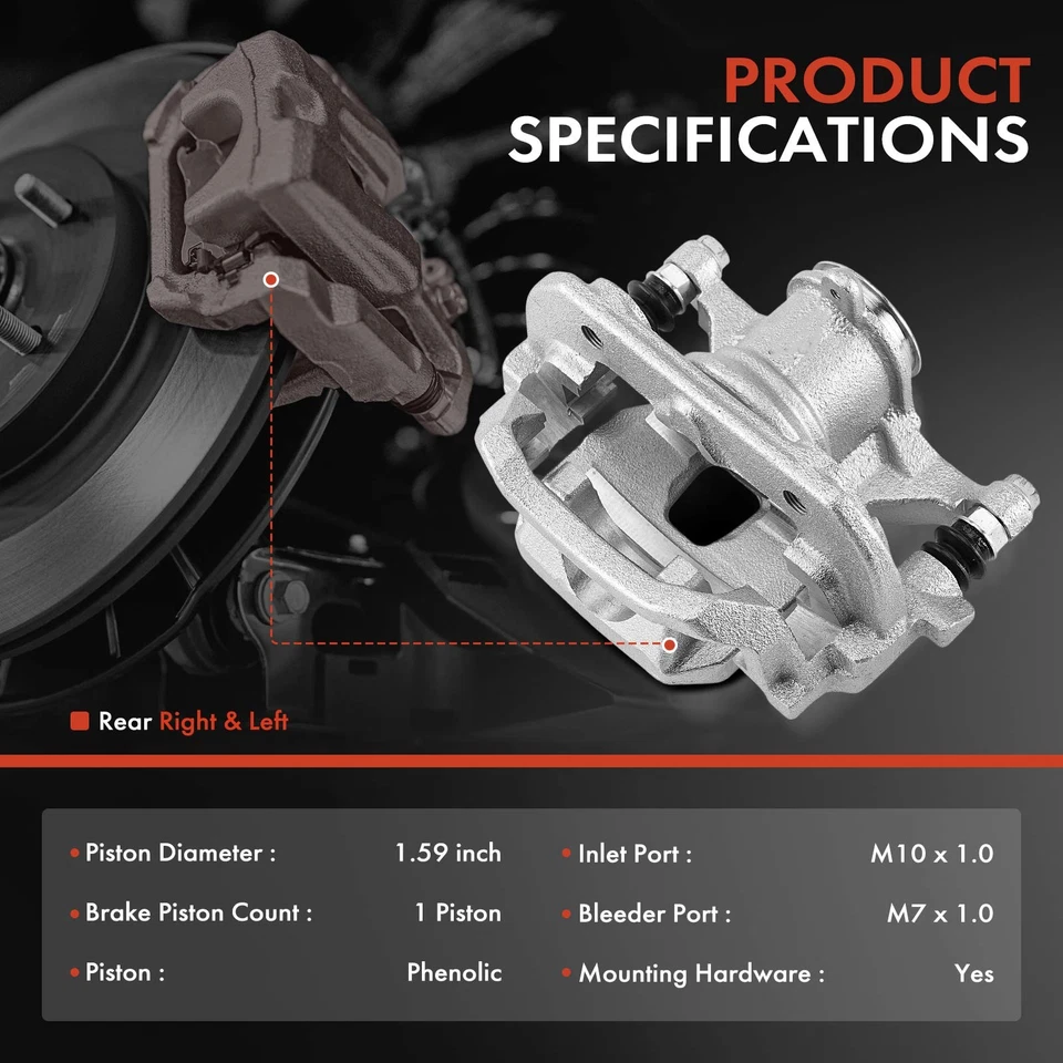 2x Rear Side Brake Caliper w/ Bracket for Lexus NX200t 15-17 NX300 18-21 NX300h - Image 2 of 4