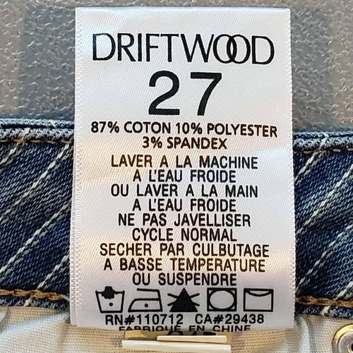 Jeans Driftwood donna Farrah svasato ricamato floreale righe blu taglia 27x34 - Foto 11 di 13