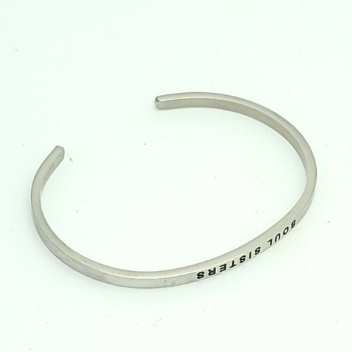 Soul Sisters Cuff Bracelet Silver Tone Stainless Steel MantraBand Minimalist - Picture 8 of 9