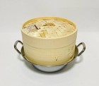MUJI Japan Bamboo Steamer 18cm & Stainless Pot Set IH Gas Compatible Unused
