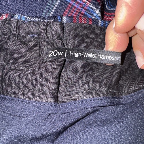 TALBOTS Hampshire Ankle Pants High Waist Navy Blue Plaid Wool 20W Side Elastic - Picture 4 of 12