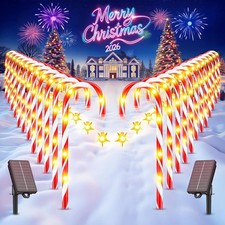 24PCS Solar Candy Cane Pathway Lights Solar Christmas Lights with 8 Modes Garden