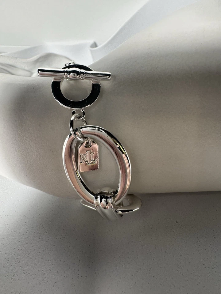 LAUREN By RALPH LAUREN Signed Silver Plate Large Rope Link Bracelet 7 3/4 “ Long - Image 3 of 4