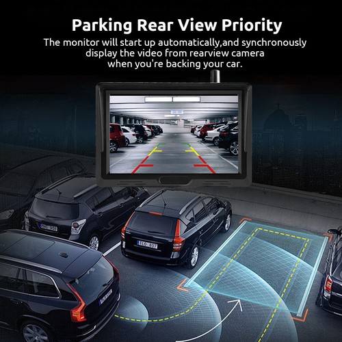 5'' Monitor + Wireless Backup Camera Solar Magnetic for Car Trailer Truck Bus RV - Picture 6 of 14