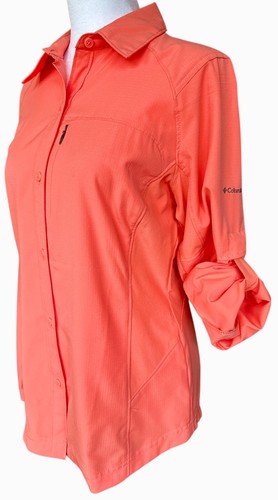 Columbia Silver Ridge Shirt Womens M Coral Long Sleeve Button Up Vented Top - Picture 2 of 11