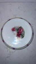 Antique Germany Round Tea Trivet/ Hot Plate Flowers Porcelain Decor
