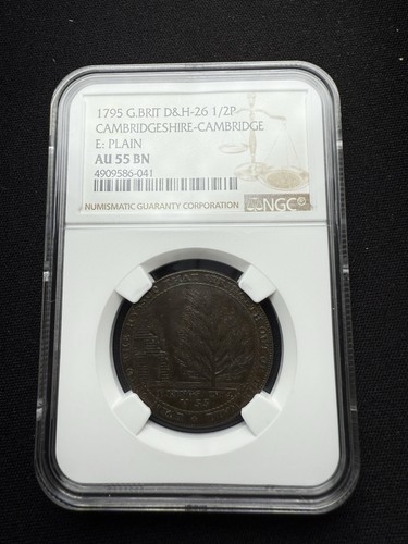 1795 Great Britain D&H-26 Half Penny Cambridgeshire - Cambridge - NGC AU 55 BN - Picture 6 of 10