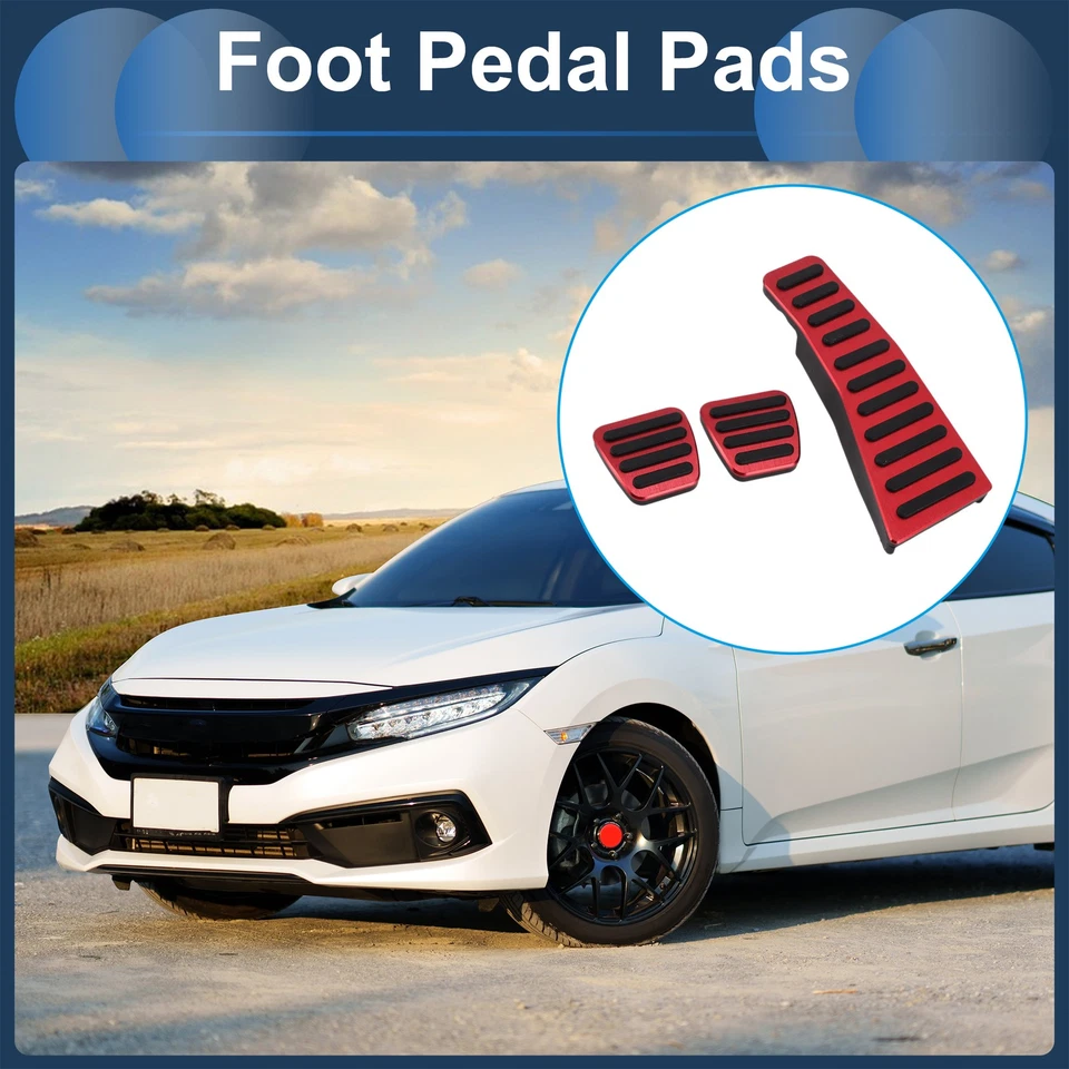 3 Pcs Manual Foot Accelerator Pedal Covers for Honda Civic 2006-2009 Red - Изображение 2 из 4