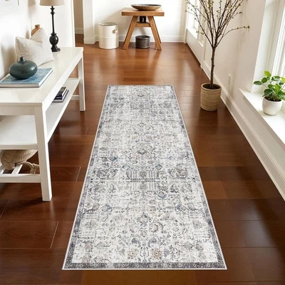RUUGME 2x6 Washable Hallway Runner Rug - Vintage Rugs with Non Slip Backing Stain