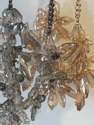 Collana 2 strass Natasha Bib Statement nero fumè e giallo miele nuova senza etichette - Foto 20 di 24