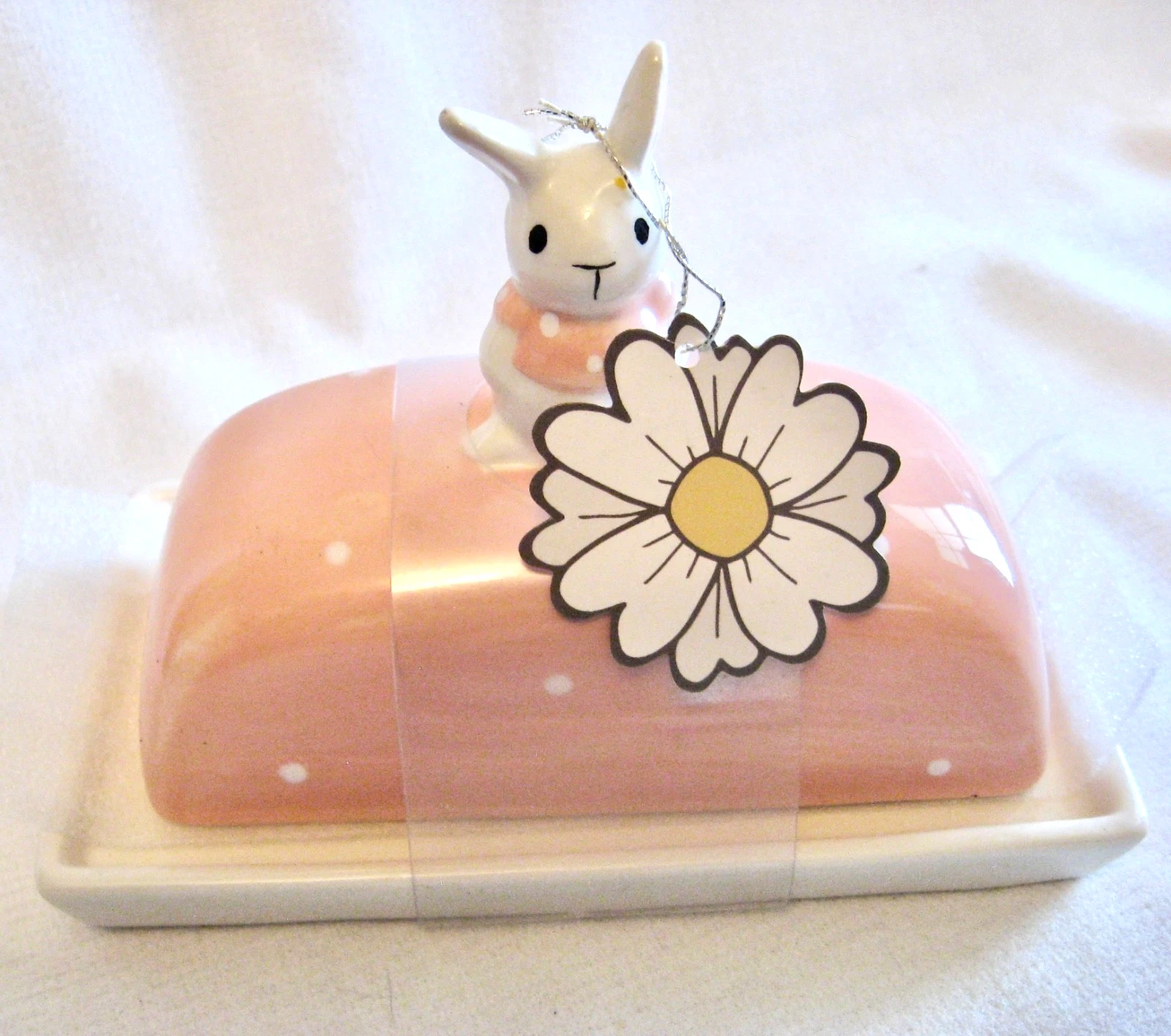 BUNNY BUTTER DISH by Whimsical Cupboard 10 Strawberry Street Polka Dot