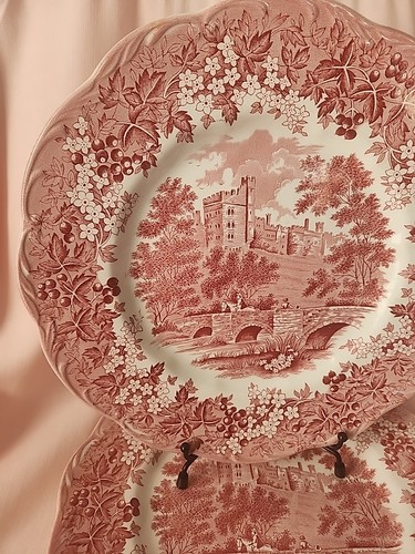 3 Vintage Meakin J & G Romantic England Ironstone Red Dinner Plate - Picture 3 of 14