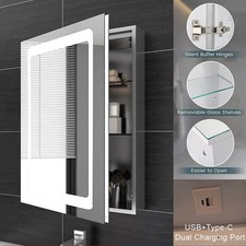Illuminated LED Bathroom Mirror Cabinet With Shaver Socket Demister Wall Mounted