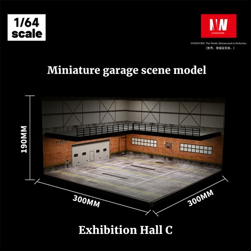 Modelo de sala de exposición de automóviles Diorama 1/64 modelo de luz LED de dos pisos modelo de escena de garaje de automóvil - Imagen 36 de 70