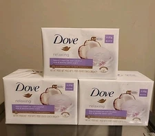 12 Pcs Dove Relaxing Beauty Bar Coconut Milk & Jasmine Petals Net Wt 3.17 Oz Eh