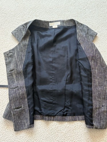 Michael Kors Black & White Belted Short Cap Sleeve Suit Jacket SZ 6 - Picture 4 of 7