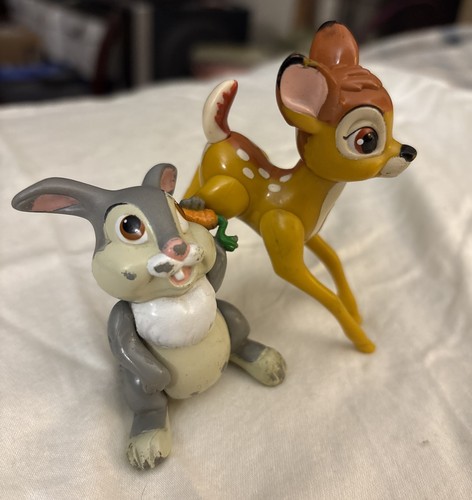 Vintage Bambi Lot Of 2 PVC Figures Bambi & Thumper Disney Toy - Picture 2 of 12
