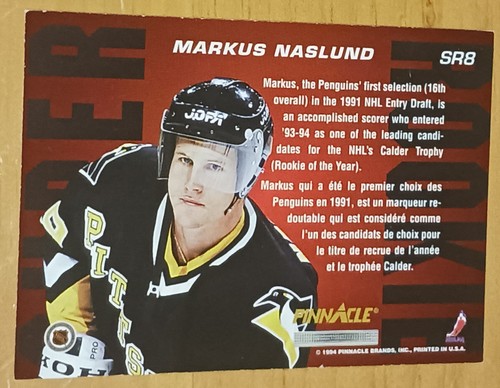 MARKUS NASLUND - 1993-94 Pinnacle Hockey Super Rookie #SR8 - Picture 2 of 2