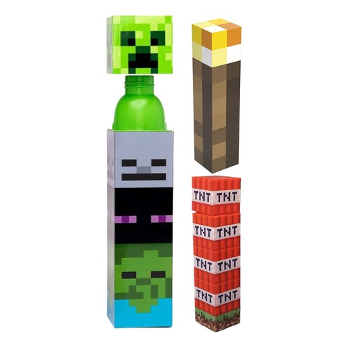 Minecraft water bottle 650ml Game Drinking Cup Pixel Style Leakproof Sports - Picture 5 of 15