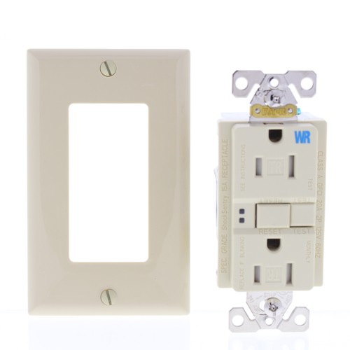 Eaton Ivory Tamper/Weather Resistant GFCI Outlet Receptacle 15A TWRSGF15V - Picture 5 of 8