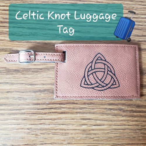 Etiqueta de equipaje nudo círculo celta cuero crudo bolso ubicación encanto con hebilla - Imagen 1 de 6