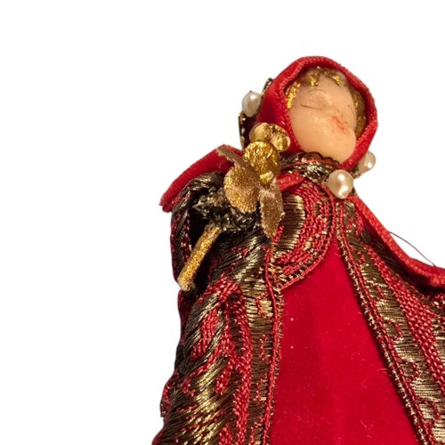 Koestel Christmas Ornament Vintage West Germany Signed, Red Velvet Gown - Picture 10 of 13