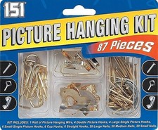 87 Piece Picture Hanging Kit DIY With Hooks Nails Brackets Tacks Hooks Wire Hang