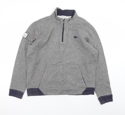 Lacoste Herren Sweatshirt Grau XL 1/2 Zip High Neck Baumwollmischung