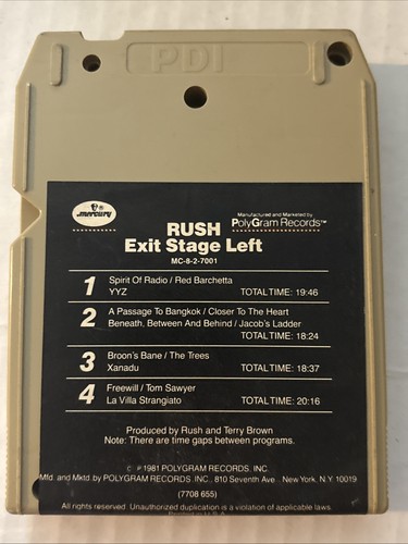 (3)Rush 8 Track Tape Lot Moving Pictures Exit Stage Left Fly By Night Tested - Imagen 7 de 11